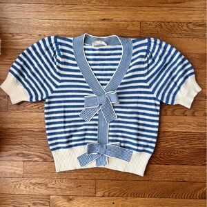 Anthropologie Blue and White Striped Sweater